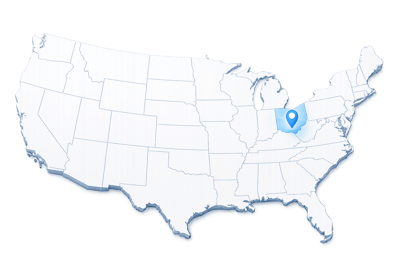 United States map with Cincinnati region highlighted